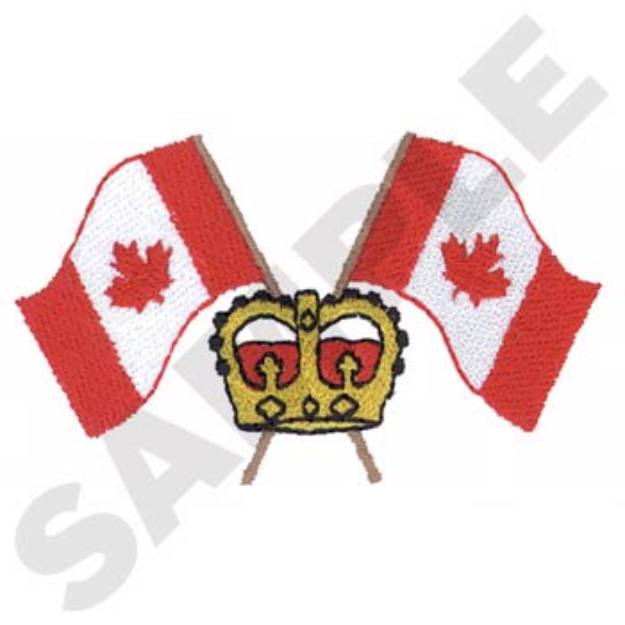 Picture of Crown And Flags Machine Embroidery Design