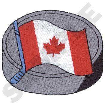 Canada Hockey Puck Machine Embroidery Design