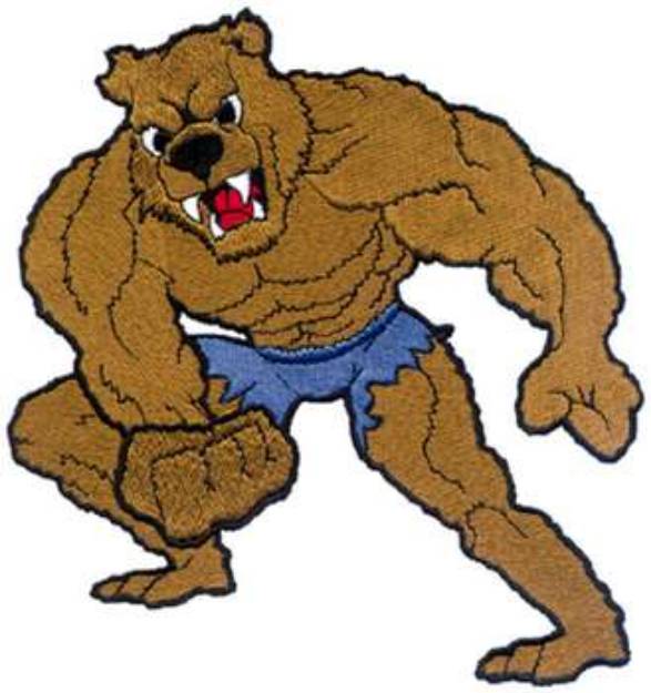 Picture of Muscle Bear Mascot Machine Embroidery Design