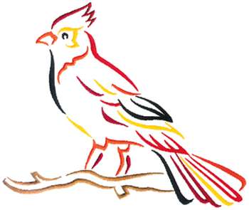 Cardinal Outline Machine Embroidery Design