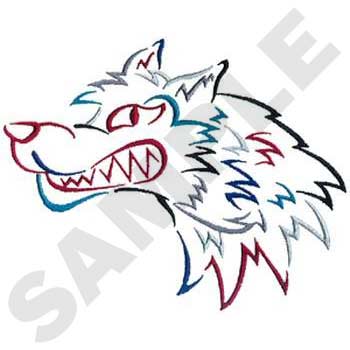 Wolf Head Outline Machine Embroidery Design