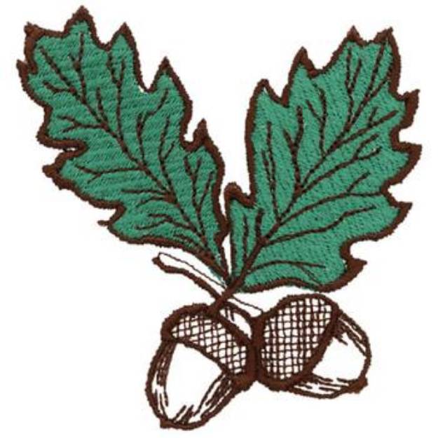 Picture of Acorn With Leaves Machine Embroidery Design