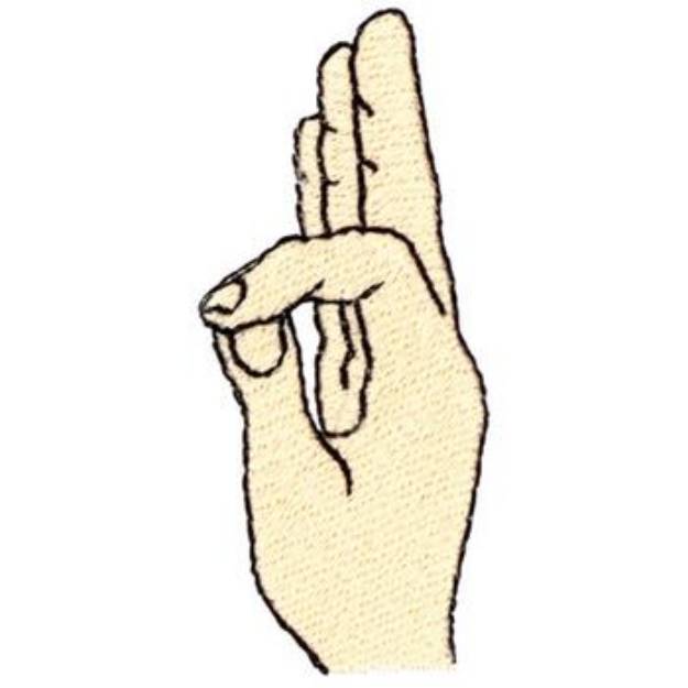 Picture of Letter F Sign Language Machine Embroidery Design