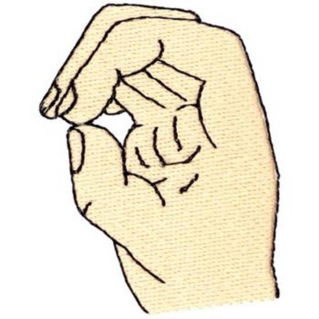 Picture of Letter O Sign Language Machine Embroidery Design