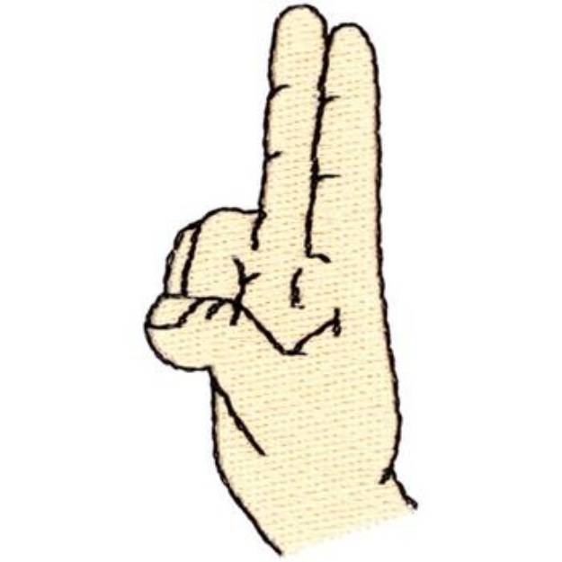 Picture of Letter U Sign Language Machine Embroidery Design