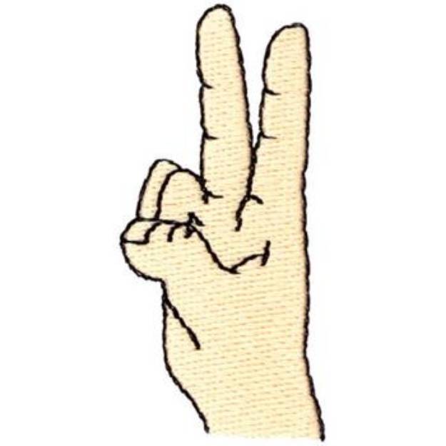 Picture of Letter V Sign Language Machine Embroidery Design