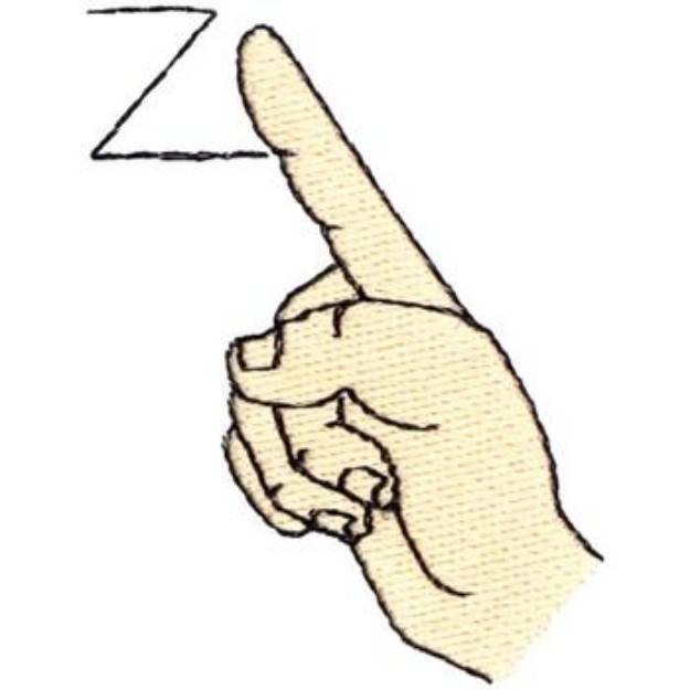 Picture of Letter Z Sign Language Machine Embroidery Design