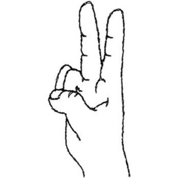 Picture of Sign Language Letter V Machine Embroidery Design