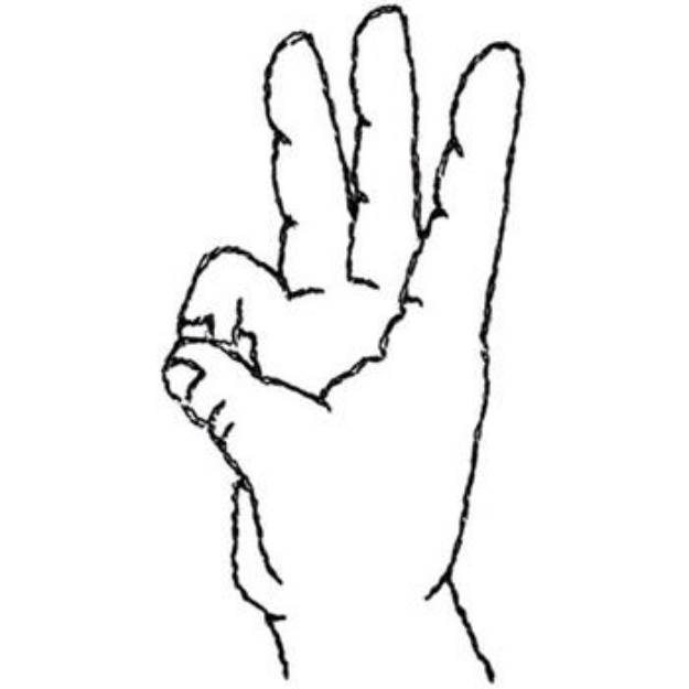 Picture of Sign Language Letter W Machine Embroidery Design