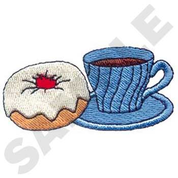 Coffee With Donut Machine Embroidery Design