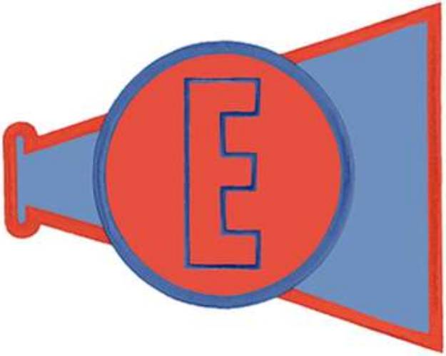 Picture of Megaphone Letter E Machine Embroidery Design
