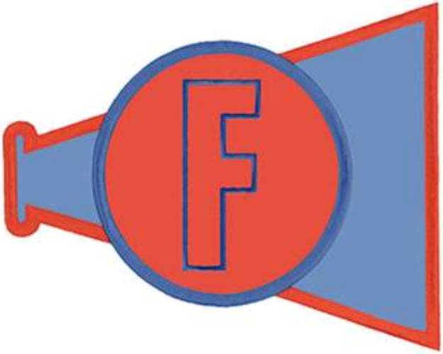 Picture of Megaphone Letter F Machine Embroidery Design