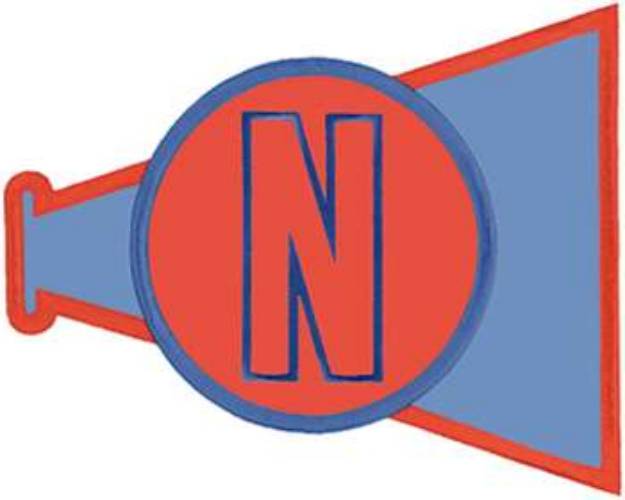 Picture of Megaphone Letter N Machine Embroidery Design