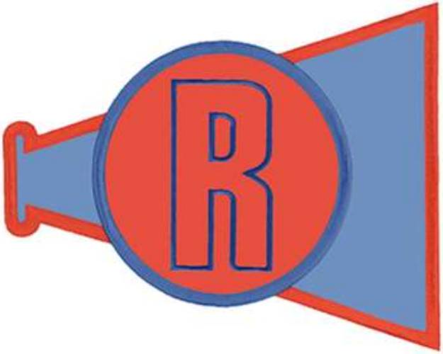 Picture of Megaphone Letter R Machine Embroidery Design