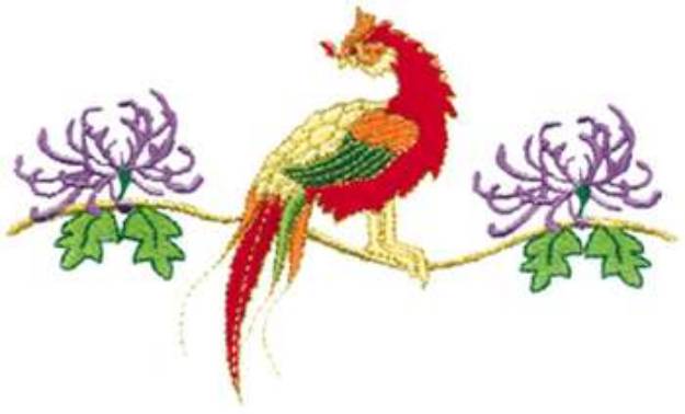 Picture of Bird With Flowers Machine Embroidery Design