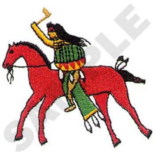 Picture of Indian With Horse Machine Embroidery Design
