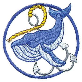 Whale With Anchor Machine Embroidery Design