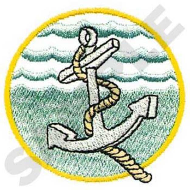 Picture of Anchor With Waves Machine Embroidery Design