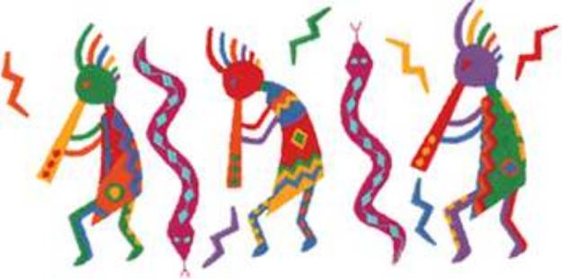 Picture of Kokopelli With Snakes Machine Embroidery Design