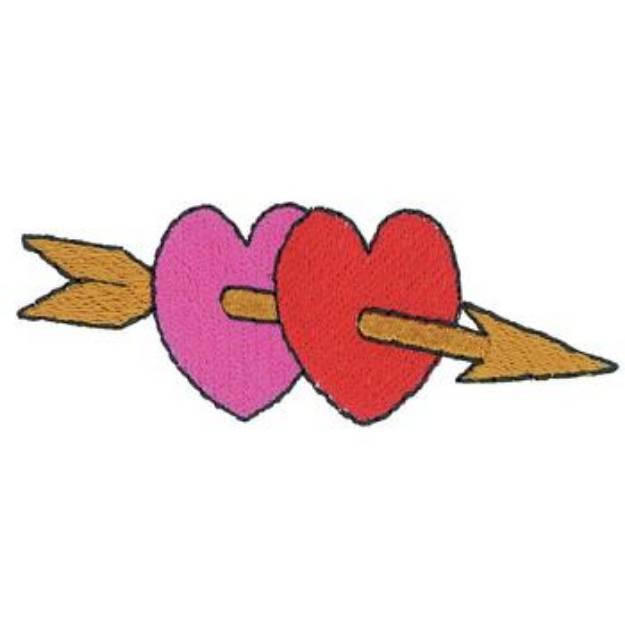 Picture of Two Hearts With Arrow Machine Embroidery Design