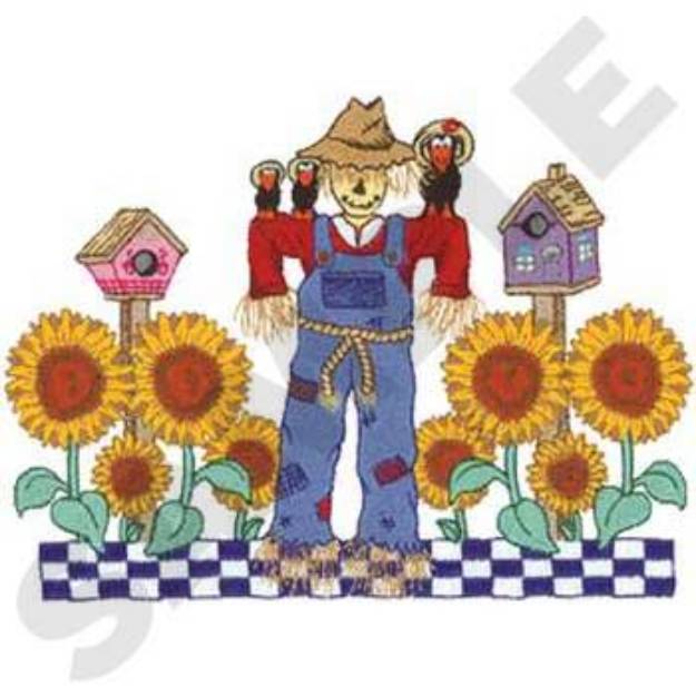 Picture of Scarecrow And Sunflowers Machine Embroidery Design