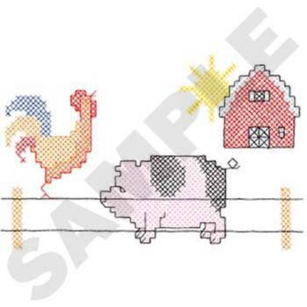 Picture of Farm Animals Scene Machine Embroidery Design