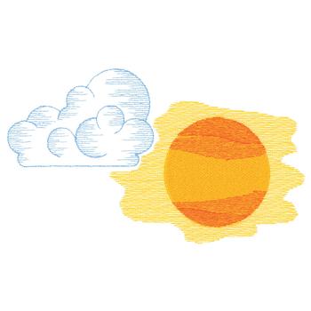 Clouds With Sun Machine Embroidery Design