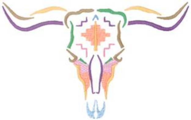 Picture of Painted Steer Skull Machine Embroidery Design