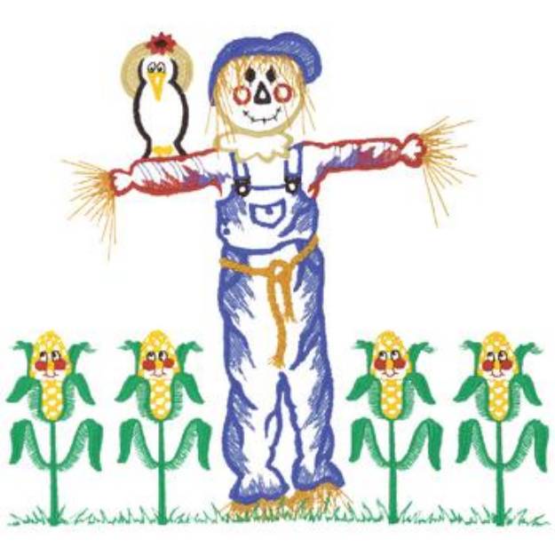 Picture of Scarecrow With Corn Machine Embroidery Design