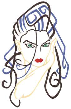 Abstract Female Face Machine Embroidery Design
