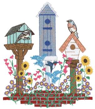 Birdhouse Garden Machine Embroidery Design