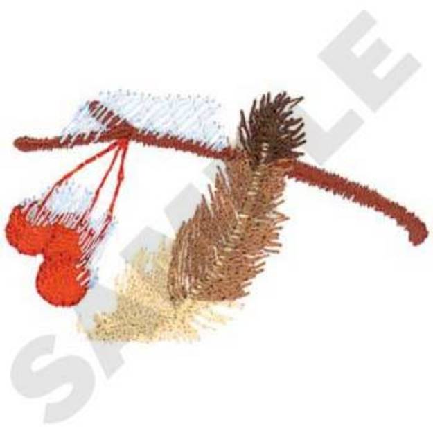 Picture of Bird Feather With Berries Machine Embroidery Design
