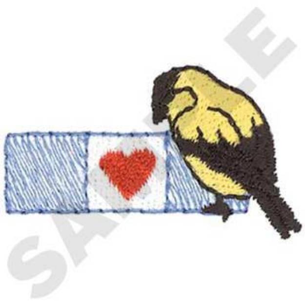 Picture of Bird With Heart Machine Embroidery Design