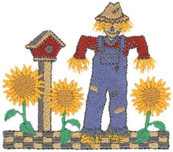 Scarecrow And Sunflowers Machine Embroidery Design