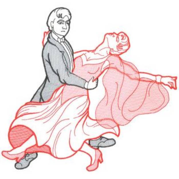Picture of Ballroom Dancers Outline Machine Embroidery Design