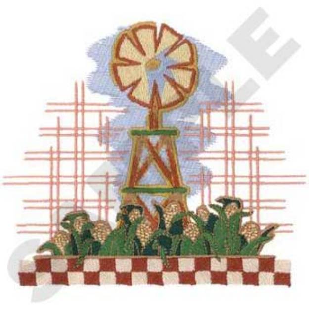 Picture of Windmill Scene Machine Embroidery Design