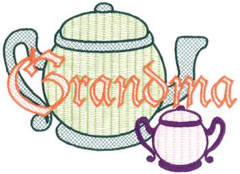 Grandmas Tea Pot Machine Embroidery Design