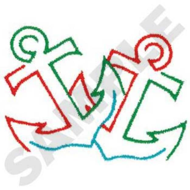 Picture of Two Anchors Machine Embroidery Design