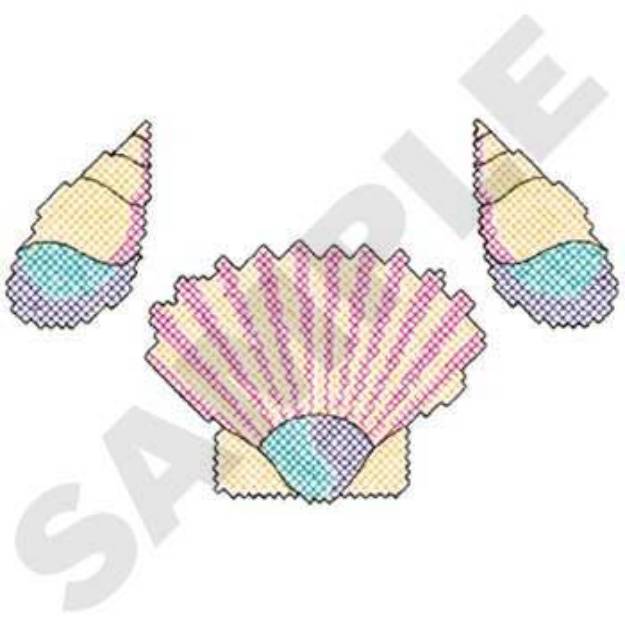 Picture of Cross Stitch Shells Machine Embroidery Design