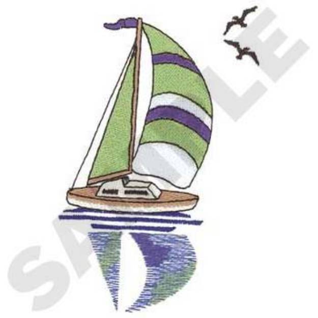 Picture of Sailboat With Shadow Machine Embroidery Design