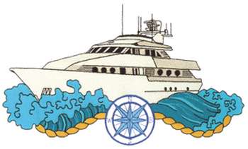 Cruising Yacht With Compass Machine Embroidery Design