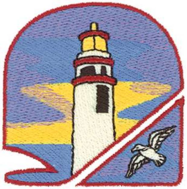 Picture of Lighthouse With Seagull Machine Embroidery Design