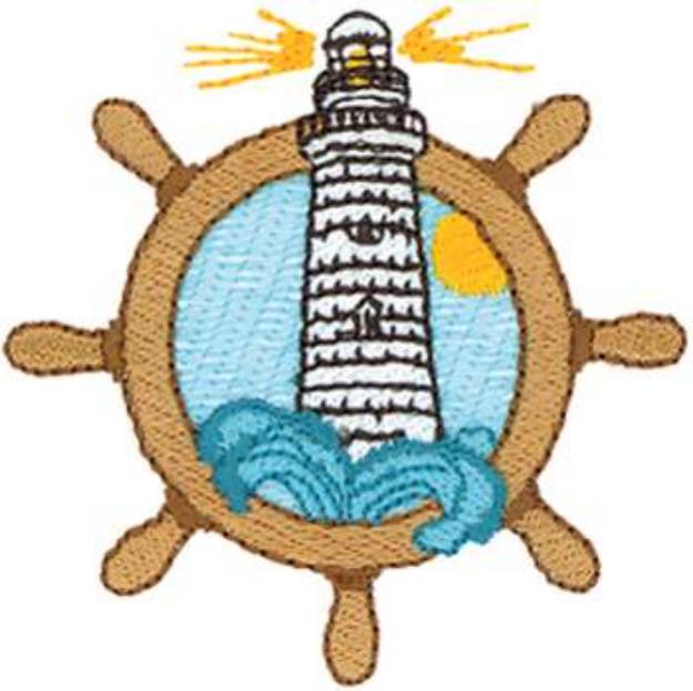 Picture of Lighthouse With Wheel Machine Embroidery Design