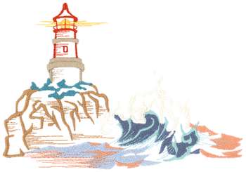 Lighthouse With Wave Machine Embroidery Design