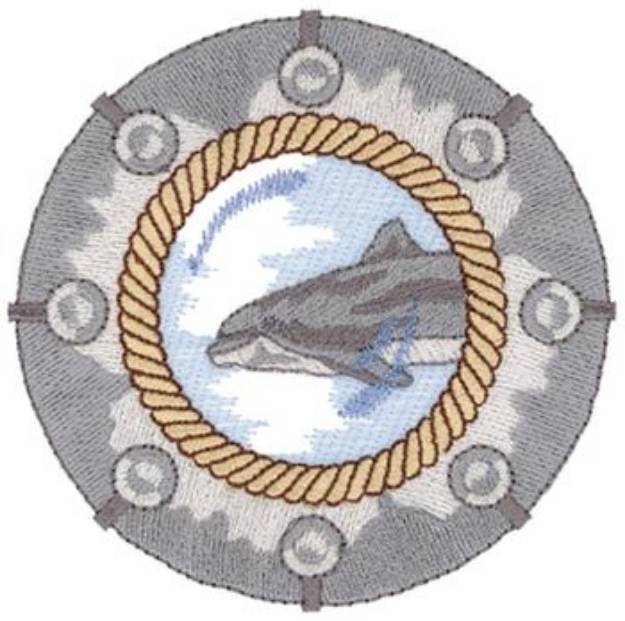 Picture of Porthole With Dolphin Machine Embroidery Design