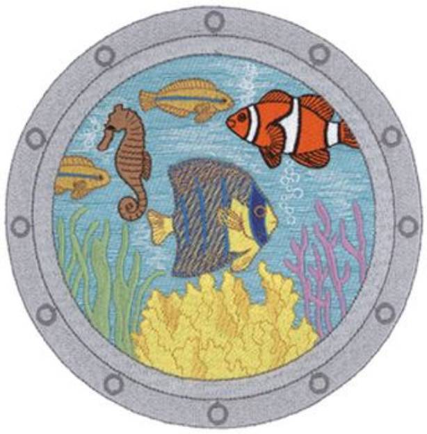 Picture of Underwater Porthole Machine Embroidery Design