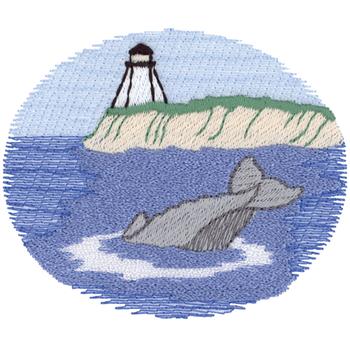 Whale & Lighthouse Machine Embroidery Design