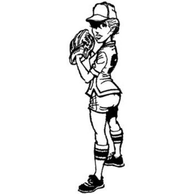 Picture of Baseball Girl Outline Machine Embroidery Design
