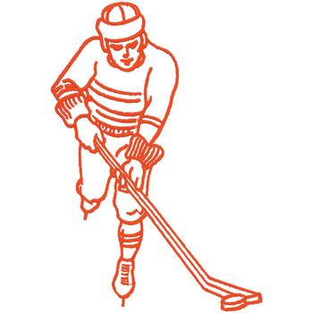 Hockey Player Outline Machine Embroidery Design