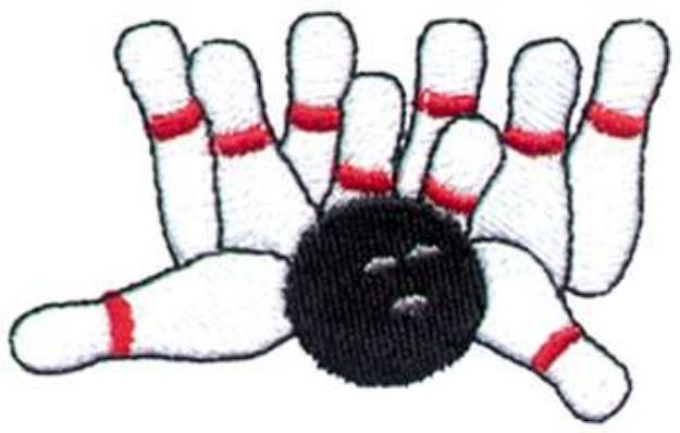 Picture of Bowling Pins And Ball Machine Embroidery Design